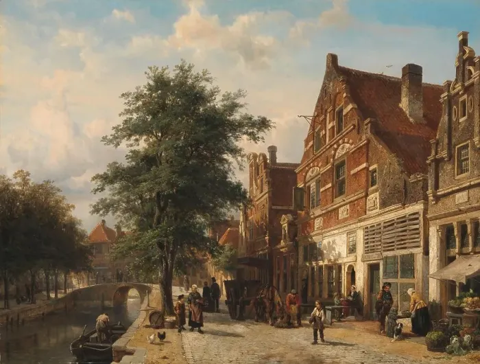 Framed Print : The Zuiderhavendijk, Enkhuizen, 1868. Creator: Cornelis Springer