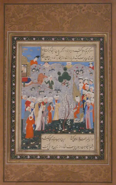 Framed Print : Zulaykha Bidding for Yusuf in the Slave Market in Egypt, Folio from Yusuf Framed Print : Zulaykha Bidding for Yusuf in the Slave Market in Egypt, Folio from Yusuf