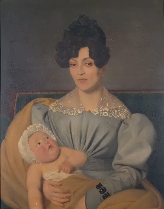 Framed Print : Zulma Carraud and her son Ivan, 1827. Creator: Edouard Vienot Framed Print : Zulma Carraud and her son Ivan, 1827. Creator: Edouard Vienot