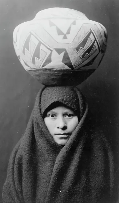 Framed Print : Zuni girl with jar, c1903. Creator: Edward Sheriff Curtis Framed Print : Zuni girl with jar, c1903. Creator: Edward Sheriff Curtis