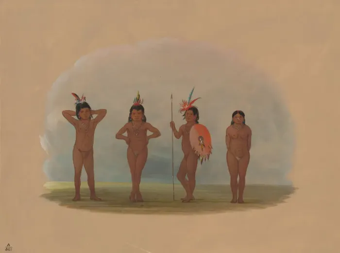 Framed Print : Four Zurumati Children, 1854  /  1869. Creator: George Catlin