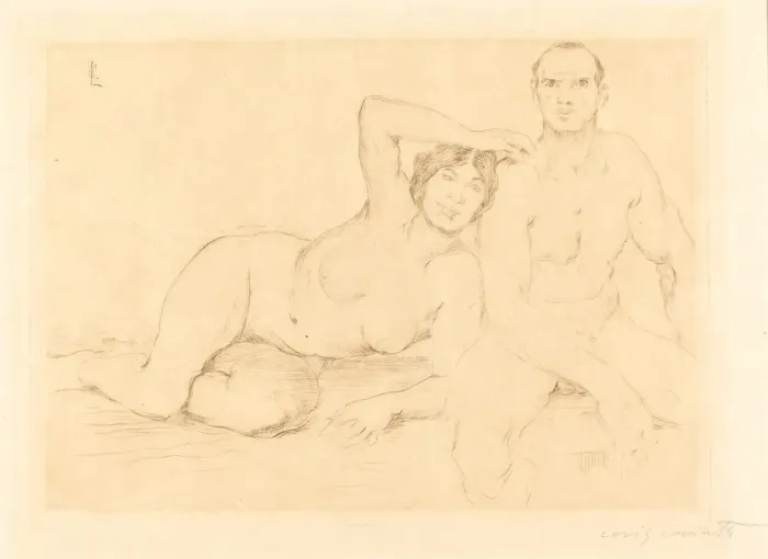 Framed Print : Zwei Menschen (Two Nudes), 1908. Creator: Lovis Corinth Framed Print : Zwei Menschen (Two Nudes), 1908. Creator: Lovis Corinth