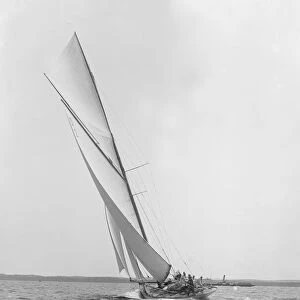 The 15-metre cutter Ostara sailing close-hauled, 1912. Creator: Kirk & Sons of Cowes