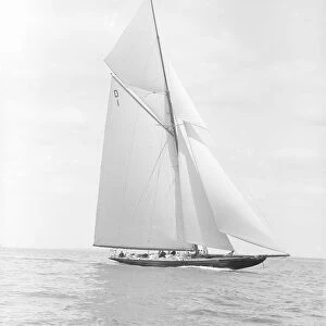 The 15 Metre Pamela sailing close-hauled, 1913. Creator: Kirk & Sons of Cowes