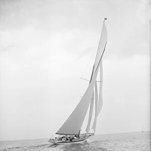 The 15 Metre Paula III sailing close-hauled, 1913. Creator: Kirk & Sons of Cowes