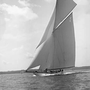 The 19-metre cutter Norada sailing close reaching, 1911. Creator: Kirk & Sons of Cowes