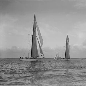 The 19-metres class Mariquita Corona & Octavia, racing at Cowes, 1911