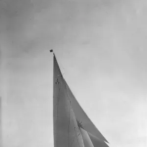 The 205 ton J-class yacht Velsheda sailing close hauled, 1935