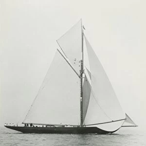 The 221 ton gaff-rigged cutter Britannia sailing under spinnaker