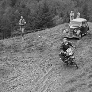 490 cc AJW of GEH Godber-Ford competing in the MCC Edinburgh Trial, Roxburghshire, Scotland, 1938