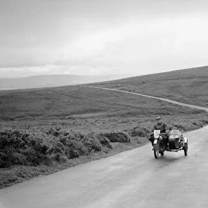 490 cc Norton and sidecar of CF Crossby, winner of a silver award, MCC Torquay Rally, July 1937