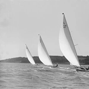 The 6 Metre class Lanka, Wamba and Stella racing on reaching leg, 1914