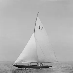 The 6 Metre sailing yacht Margaret (K14) sailing close-hauled, 1921. Creator