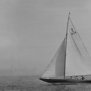 The 6 Metre sailing yacht Margaret (K14) sailing close-hauled, 1921. Creator