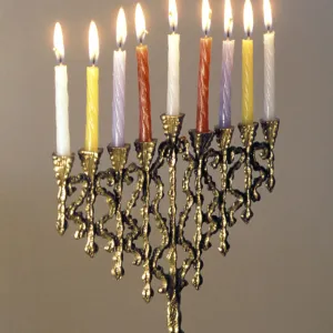 9-branched candelabra used in Judaism at Hannukah