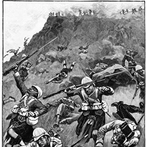 92nd Gordon Highlanders in retreat, Battle of Majuba Hill, 1st Boer War, 26-27 February 1881. Artist: Richard Caton Woodville II