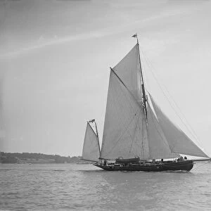 The 95 ft yawl Artemis sailing close-hauled, 1911. Creator: Kirk & Sons of Cowes
