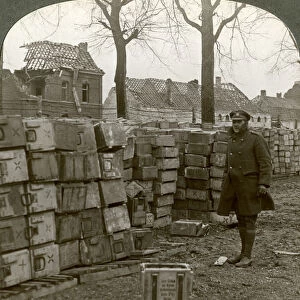 Abandoned German ammunitions near Cambrai, World War I, 1914-1918. Artist: Realistic Travels Publishers