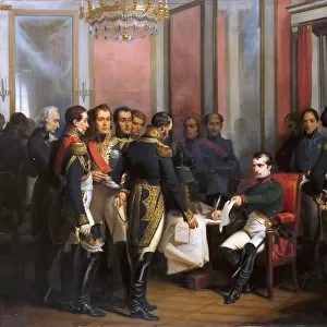 The Abdication of Napoleon at Fontainebleau on 11 April 1814. Artist: Bouchot, Francois (1800-1842)