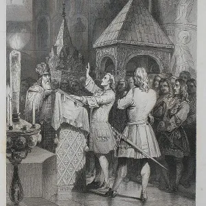 The Abdication of Tsarevich Alexei Petrovich of Russia (1690-1718). Artist: Anonymous