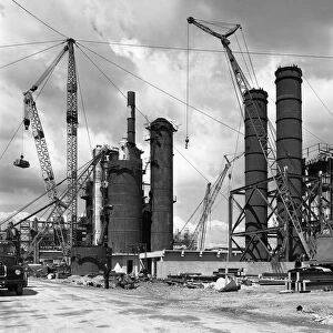 Absorption towers being installed, Coleshill Coal preparation plant, Warwickshire, 1962