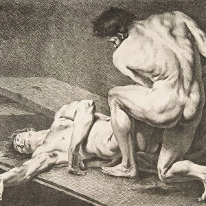 An "Academie": One Man Lifting the Legs of Another Man, 1742-43