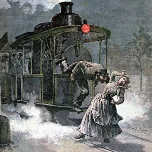 Accident on the Marly-le-Roi rail line, France, 1891. Artist: F Meaulle