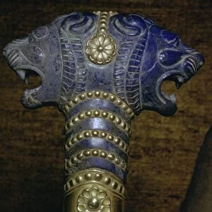 Detail of an Achaemenid gold and lapis lazuli staff