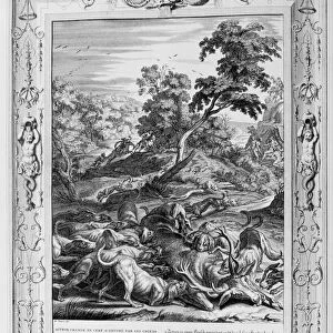 Acteon turn d into a Stag, and devour d by his dogs, 1733. Artist: Bernard Picart