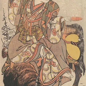 The Actor Matsumoto Koshiro IV on a Bullock in a Snowstorm, ca. 1790