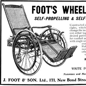 Advert for Foots wheelchairs, 1910