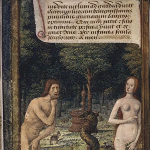 Adam and Eve (from Lettres batardes), ca 1490-1510. Artist: Poyet, Jean (active 1483-1497)