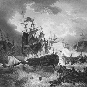 Admiral Duncans victory over the Dutch fleet, North Sea, 11 October 1797, (c1857). Artist: J Rogers