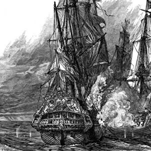 Admiral George Anson in the Centurion taking a Spanish galleon off the Philippines, 1743