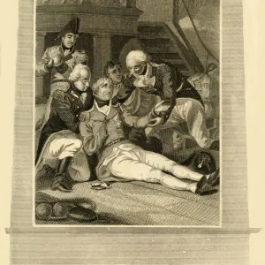 Admiral Lord Nelson mortallly wounded on the Victory at the Battle of Trafalgar, (1805), 1816