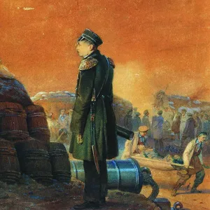 Admiral Pavel Nakhimov on the Bastion, 1855. Artist: Timm, Vasily (George Wilhelm) (1820-1895)