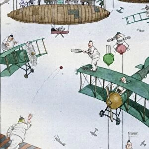 An Aerial Cricket Match of the Future, c1918 (1919). Artist: W Heath Robinson