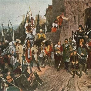 Agnes von Rosenberg surrenders her fathers castle to the Hussites, 1426, (1936)