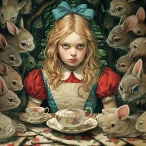 AI IMAGE - Alice, from Alice in Wonderland, 2023. Creator: Heritage Images. AI IMAGE - Alice, from Alice in Wonderland, 2023. Creator: Heritage Images AI IMAGE - Alice, from Alice in Wonderland, 2023. Creator: Heritage Images. AI IMAGE - Alice, from Alice in Wonderland, 2023. Creator: Heritage Images