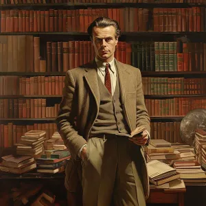 AI IMAGE - Portrait of Aldous Huxley, 1950s, (2023). Creator: Heritage Images AI IMAGE - Portrait of Aldous Huxley, 1950s, (2023). Creator: Heritage Images