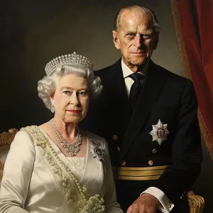 Print of AI-Generated Portrait of Queen Elizabeth II and Prince Philip Print of AI-Generated Portrait of Queen Elizabeth II and Prince Philip