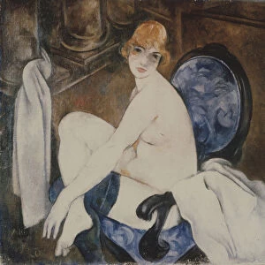 Akt in a blue Armchair. Artist: Shevchenko, Alexander Vasilyevich (1883-1948)