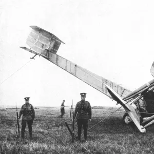 Alcock and Browns aeroplane after completing the first non-stop transatlantic flight, 1919