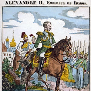 Alexander II, Tsar of Russia, reviewing troops, c1855