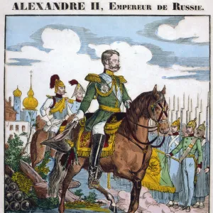 Alexander II, Tsar of Russia, reviewing troops, c1855