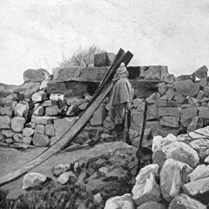 An Algerian soldier on sentry duty, Artois, France, 1915