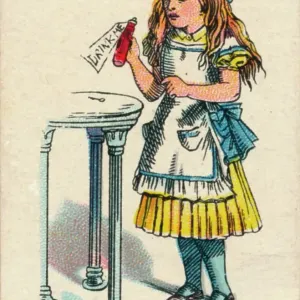 Alice and the Bottle, 1930. Artist: John Tenniel Alice and the Bottle, 1930. Artist: John Tenniel