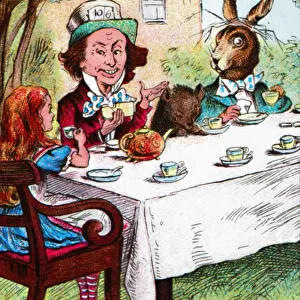 Alice at the Mad Hatters Tea Party, c1910. Artist: John Tenniel