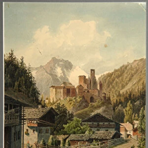 Alpine landscape with a castle. Artist: Gatt, Ferdinand (1847-1909)