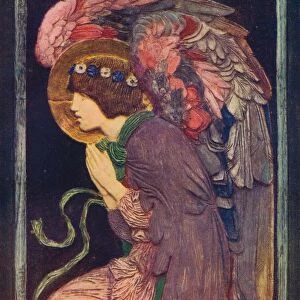 An Angel Adoring`, a coloured plaster relief by Robert Anning Bell, c1901 (1901-1902) Artist: Robert Anning Bell